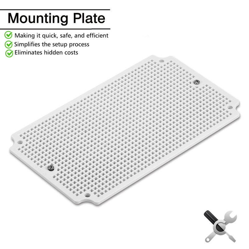 QILIPSU Junction Box with Mounting Plate 250x150x100mm, ABS Plastic DIY Electrical Project Case IP67 Waterproof Dustproof Enclosure Grey (9.8"x5.9"x3.9") - Image 2